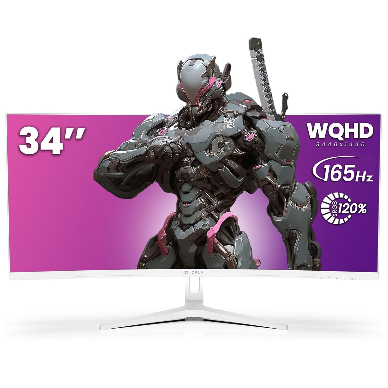 CRUA 湾曲 ゲーミング モニター 34インチ 165Hz 21:9 ホワイト Amazon.co.jp: CRUA ゲーミング モニター 34インチ 白 ホワイト 21:9